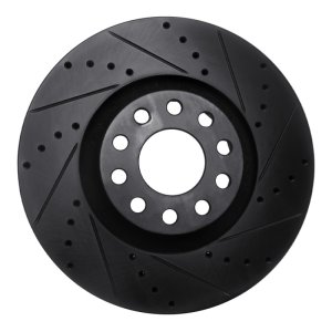 Audi A8 Brake Rotor (1) - Front Right - R1 Concepts - Drilled & Slotted - Black - `00-`03